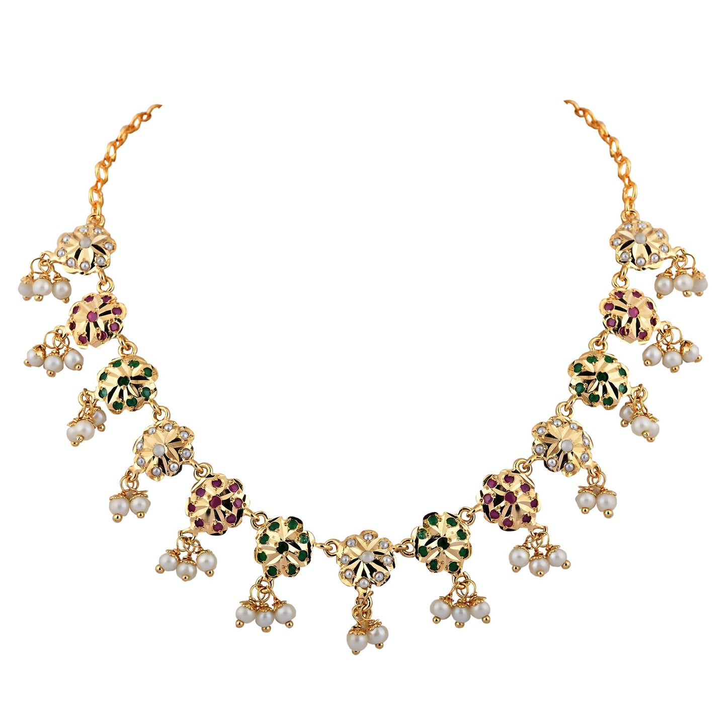 Multicolour Jadau Stone Necklace Set
