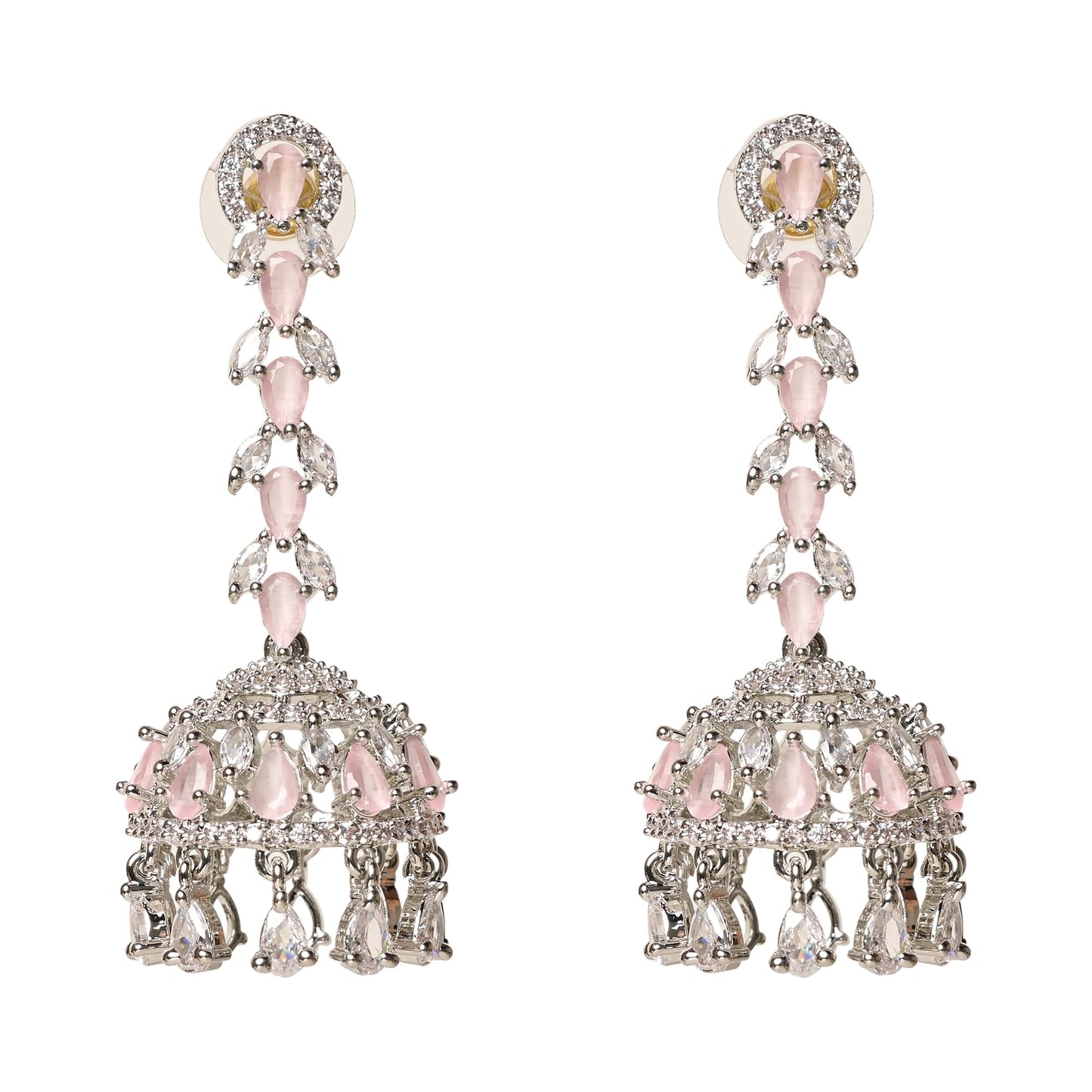 Jewellity Pink AD Jhumki/hangings/danglers/Designer Drop Earrings Gift For Girls/Women ERA-793