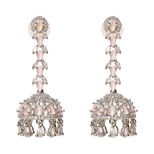 Jewellity Pink AD Jhumki/hangings/danglers/Designer Drop Earrings Gift For Girls/Women ERA-793