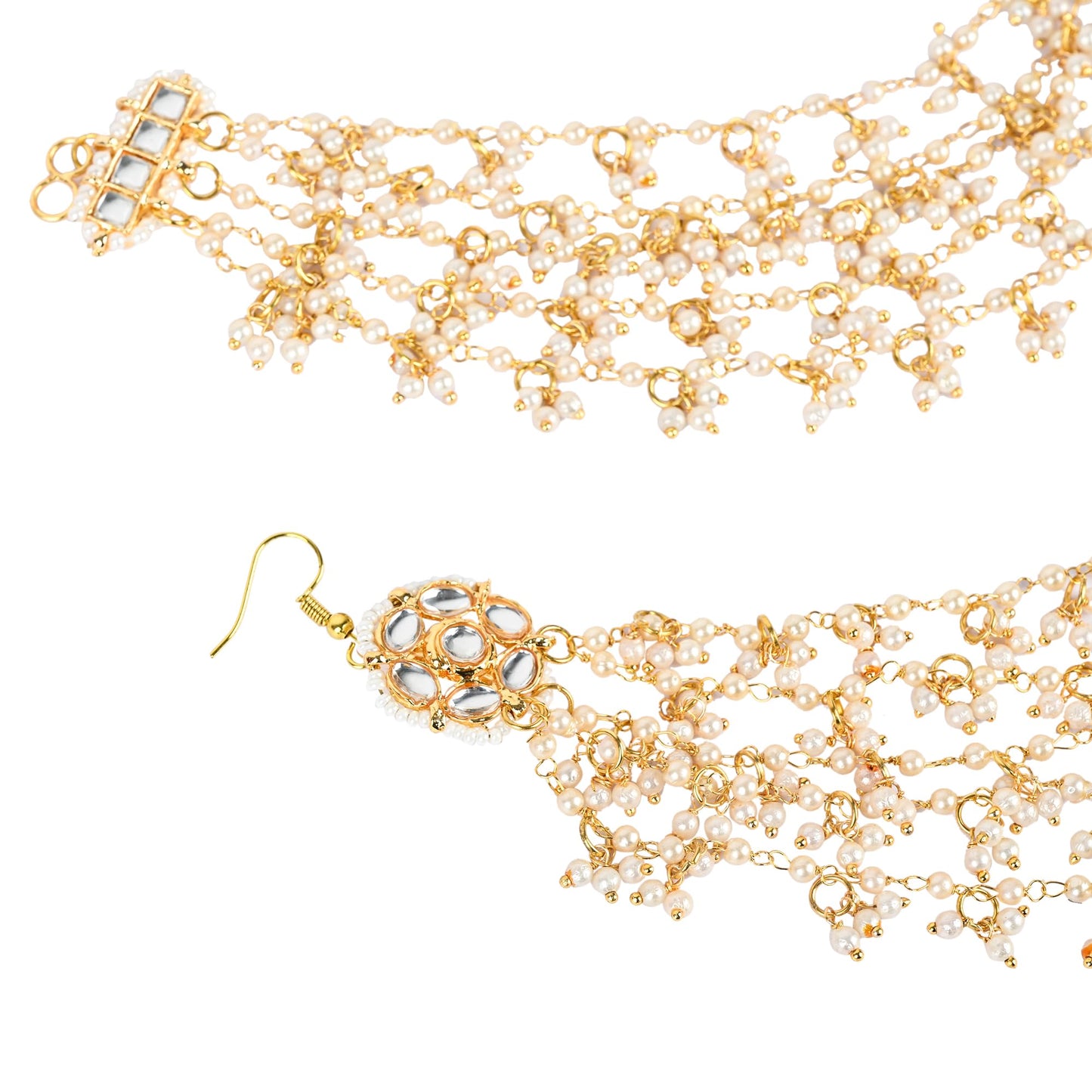 Pearl Kundan Ear Chains
