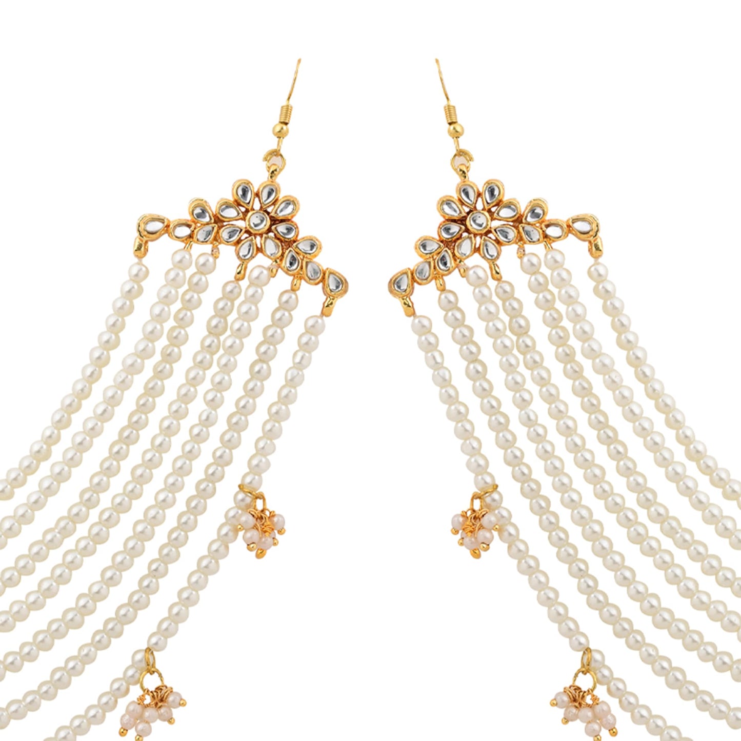 Jewellity White Pearls Ear chains, Earring supporter, Kaan chain, Hair chain,Hair accessory For Women EC-201