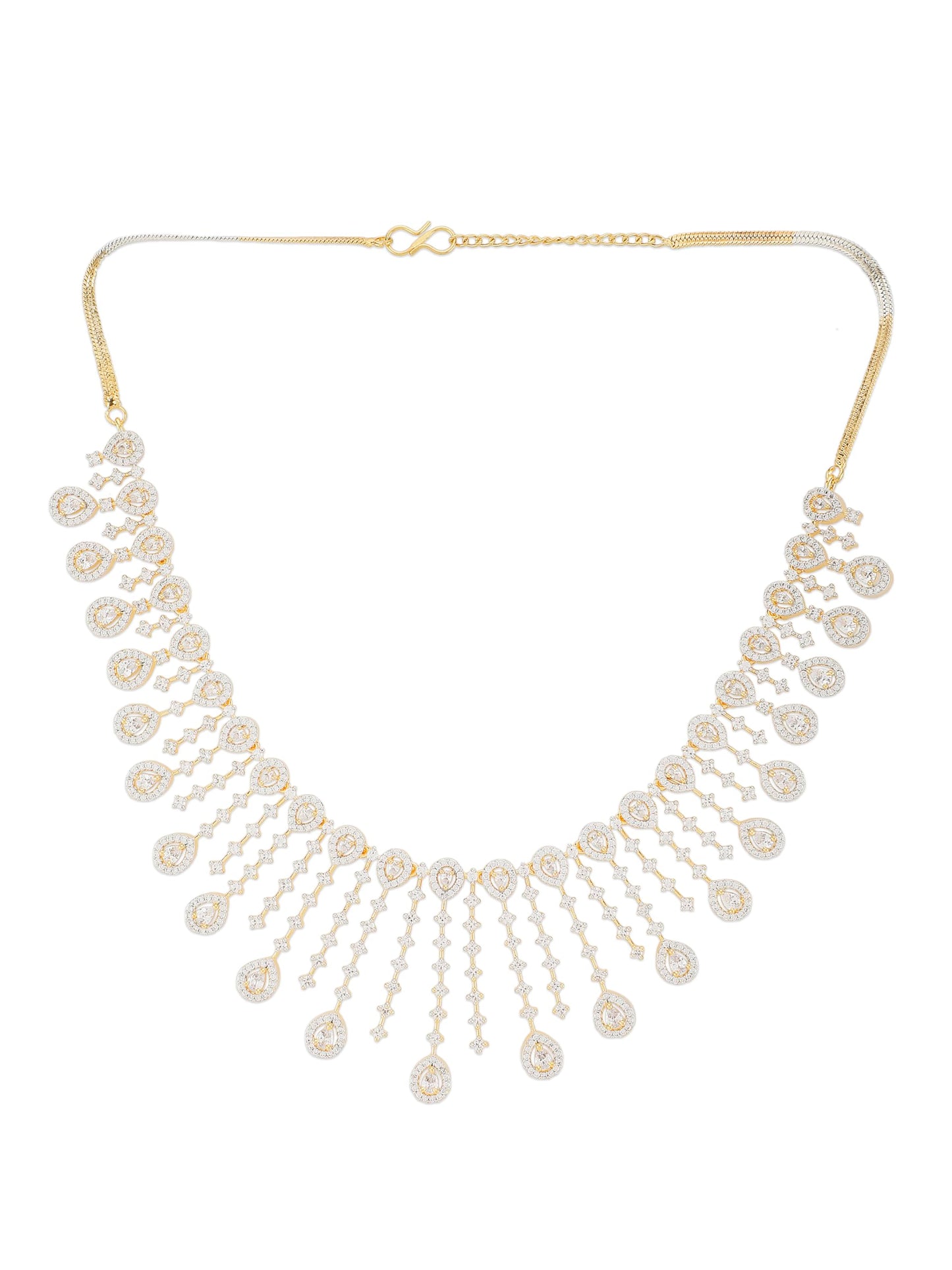 Jewellity Premium American Diamond/AD Designer Necklace With Earrings Set For Girls/Women NSA-776