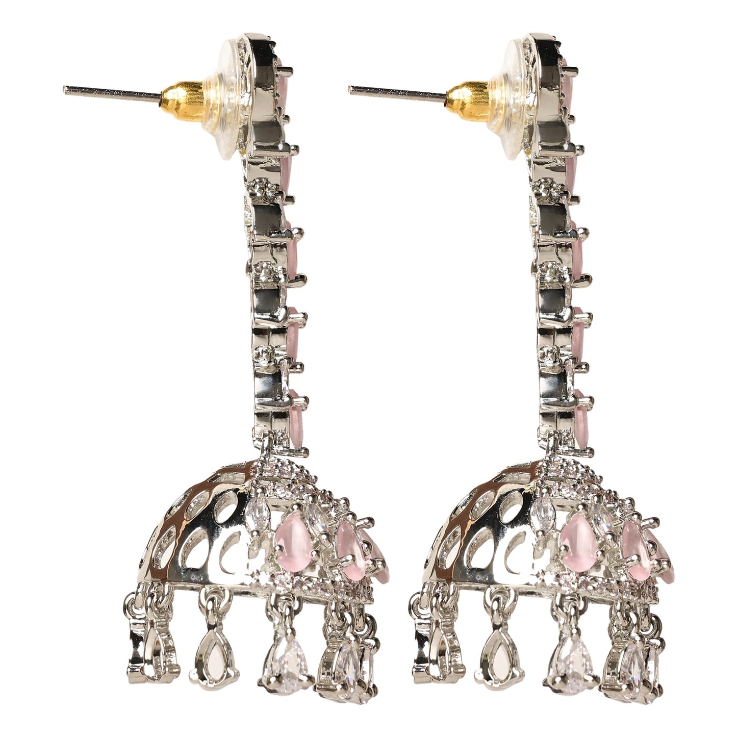 Jewellity Pink AD Jhumki/hangings/danglers/Designer Drop Earrings Gift For Girls/Women ERA-793