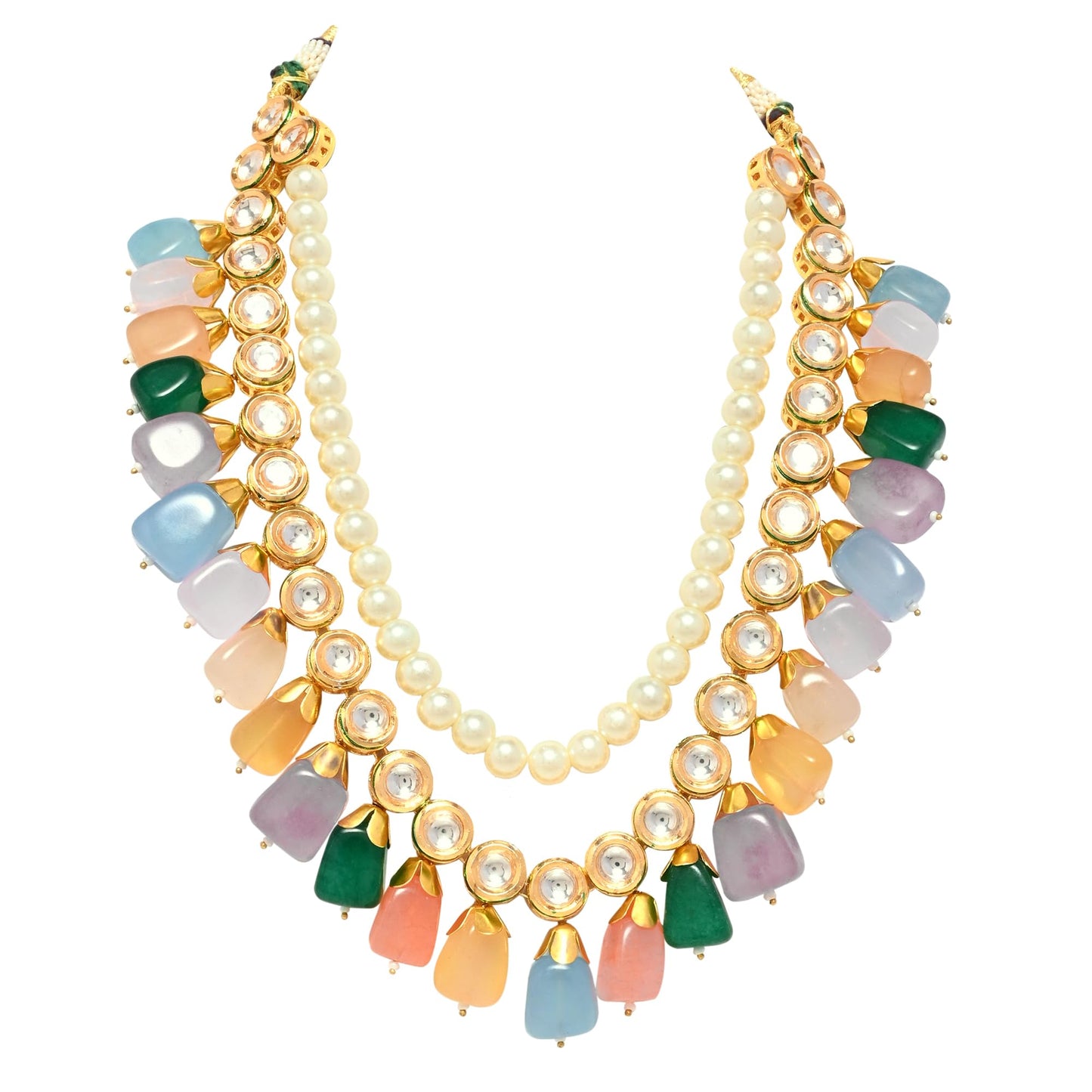 Multilayer Pastel Kundan Necklace