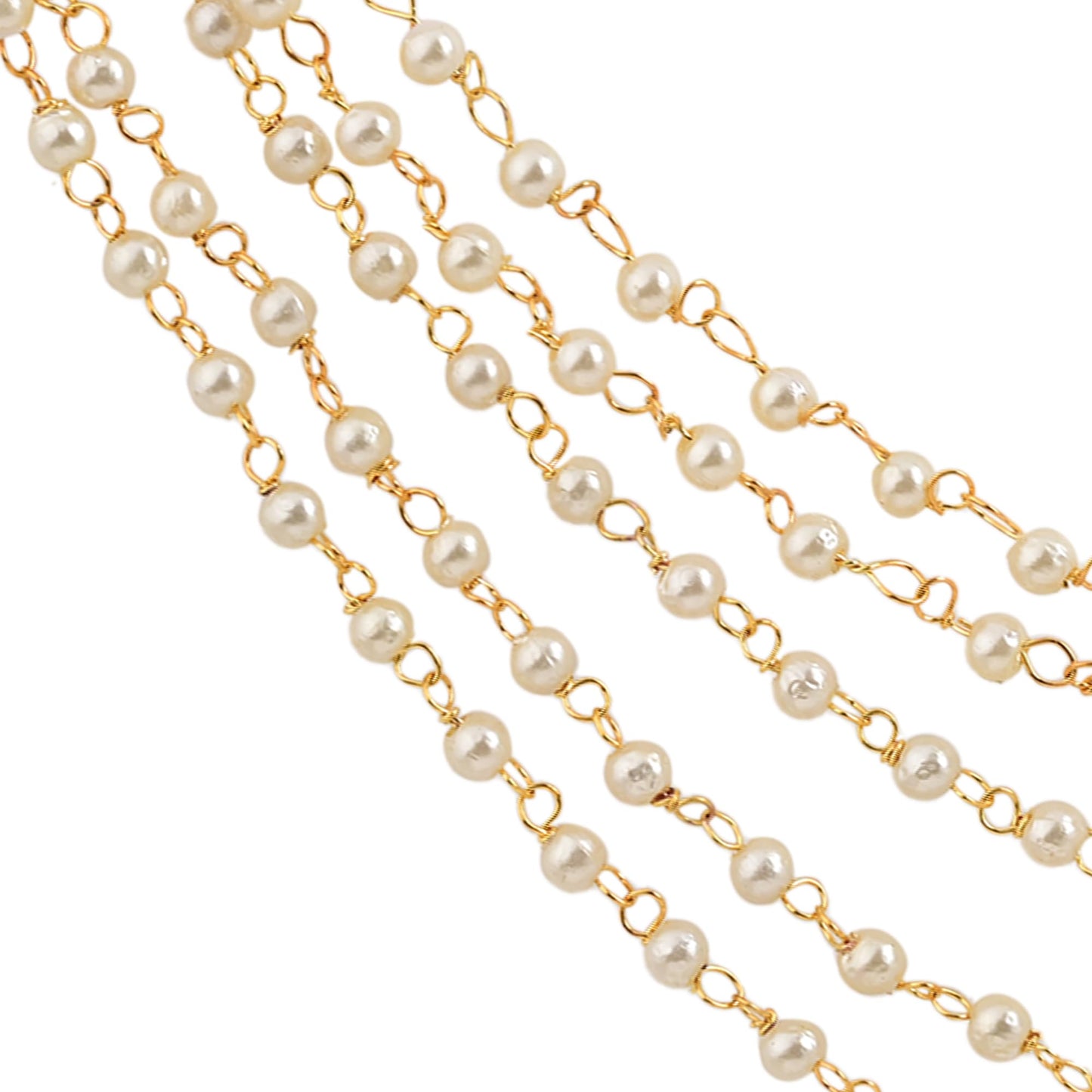 Jewellity White Pearls Ear Chains, Earring Supporter, Kaan Chain, Hair Chain for Women EC-204