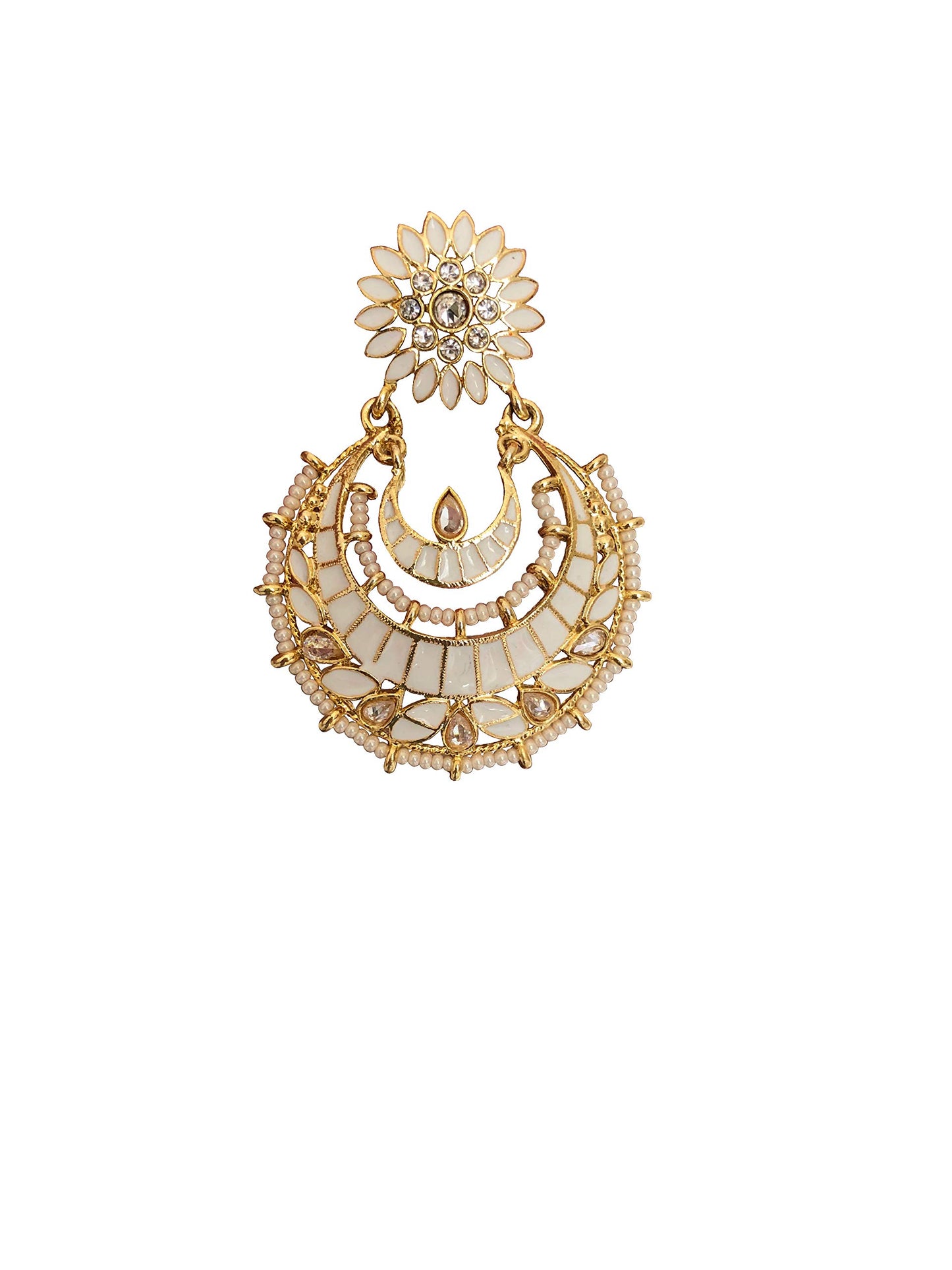 Jewellity White Handpainted Chandbali Designer Earrings ERG-168