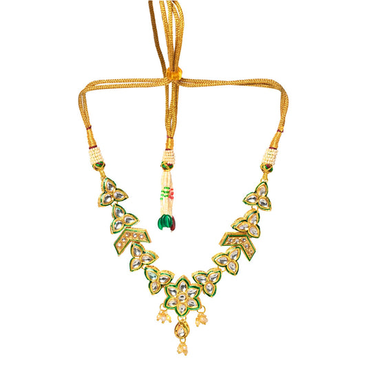 Jewellity Kundan Golden Necklace with Earrings for Girls/Women NSK-5143