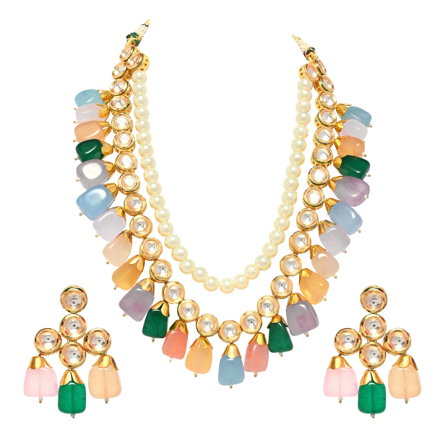 Multilayer Pastel Kundan Necklace