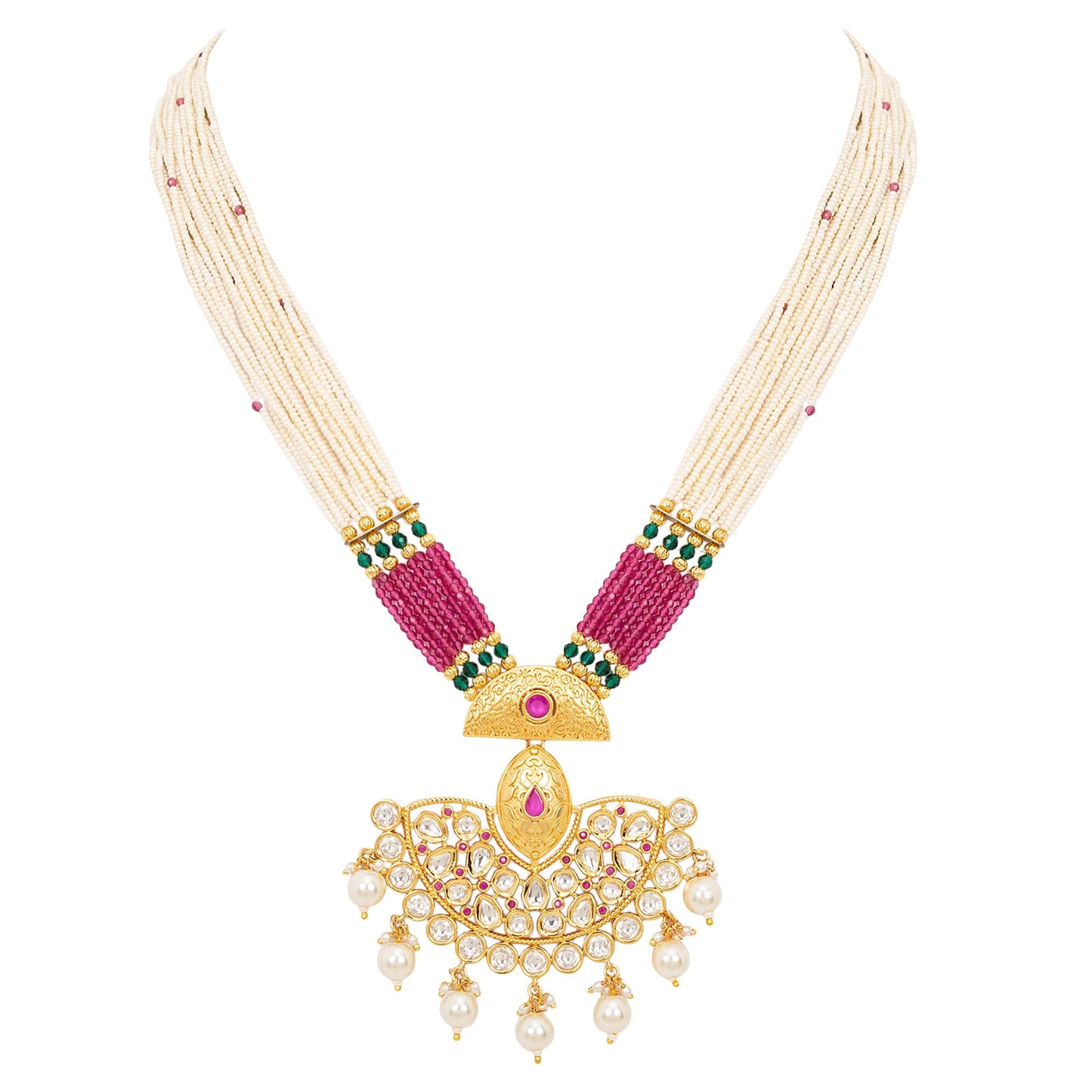 Ruby Pearls Long Polki Necklace