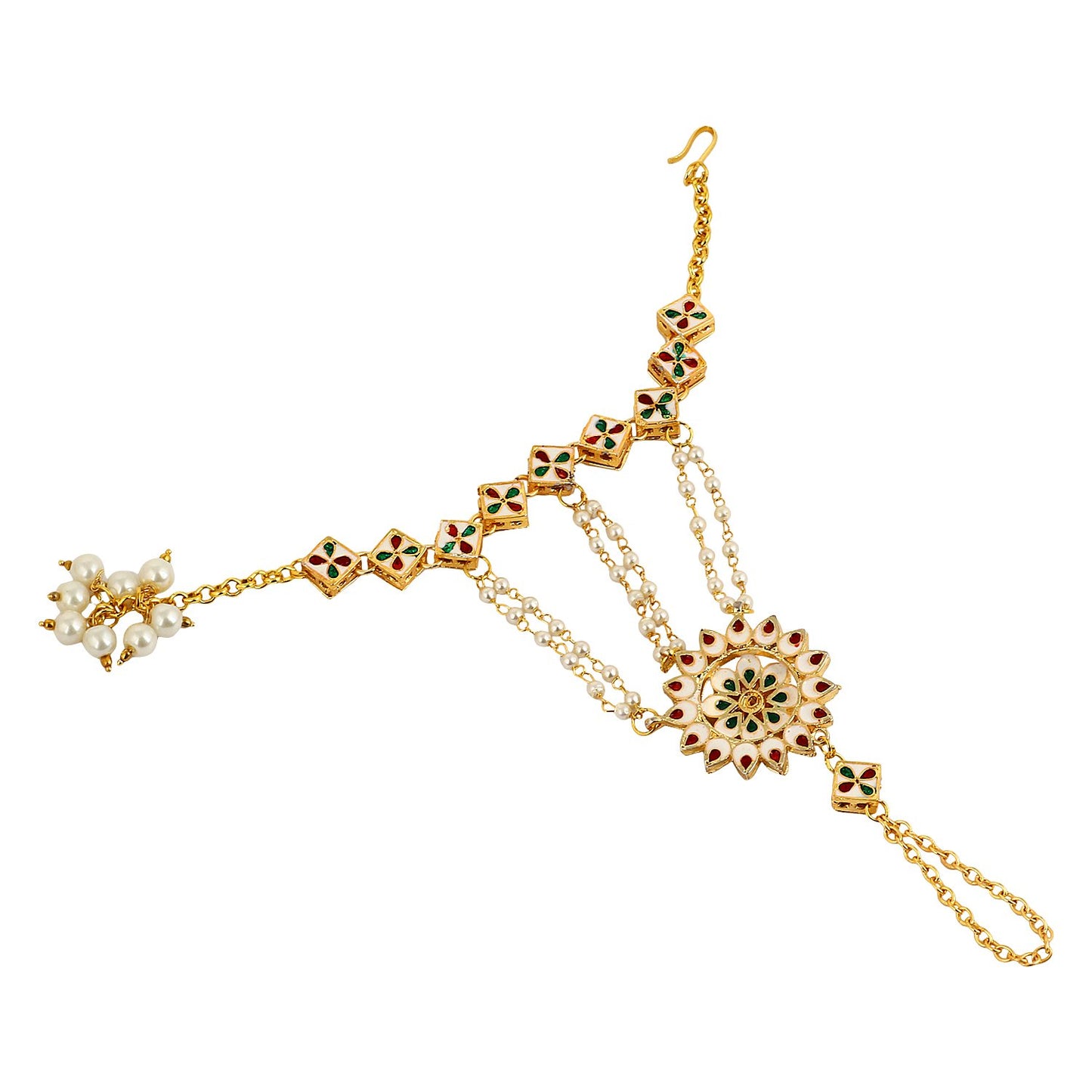 Jewellity Kundan Sunflower Handchain (Haathphool/Haathfool) Golden Bracelet Wedding Designer Traditional Cocktail Fusion wear Gifts for Women HCK-555