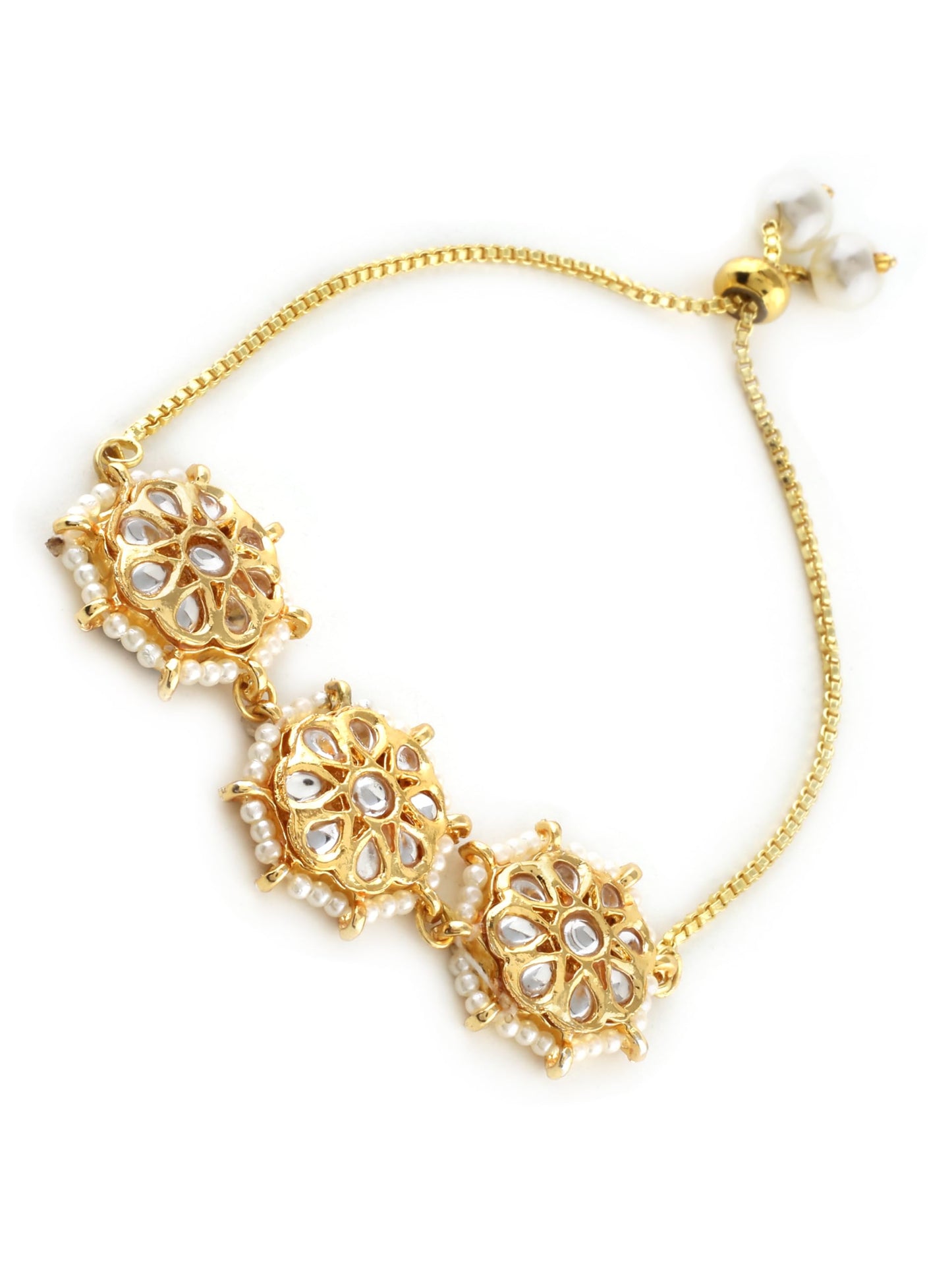 Jewellity Kundan Adjustable Handchain/Bracelet/Hathfool For Women/Girls BRK-5235