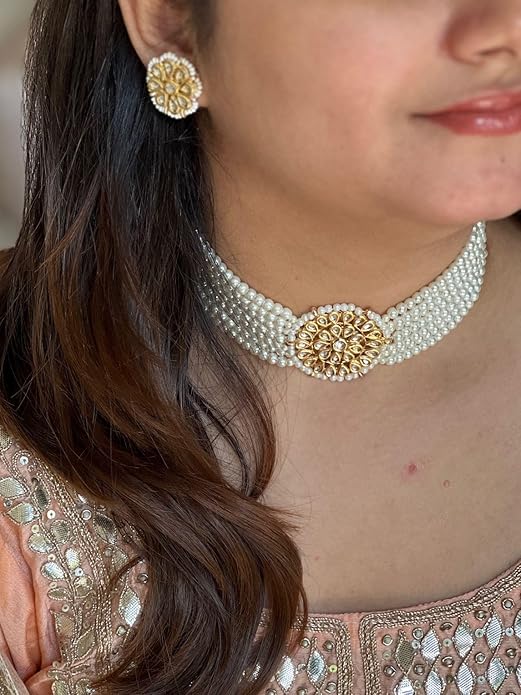 Pearl Kundan Choker Set