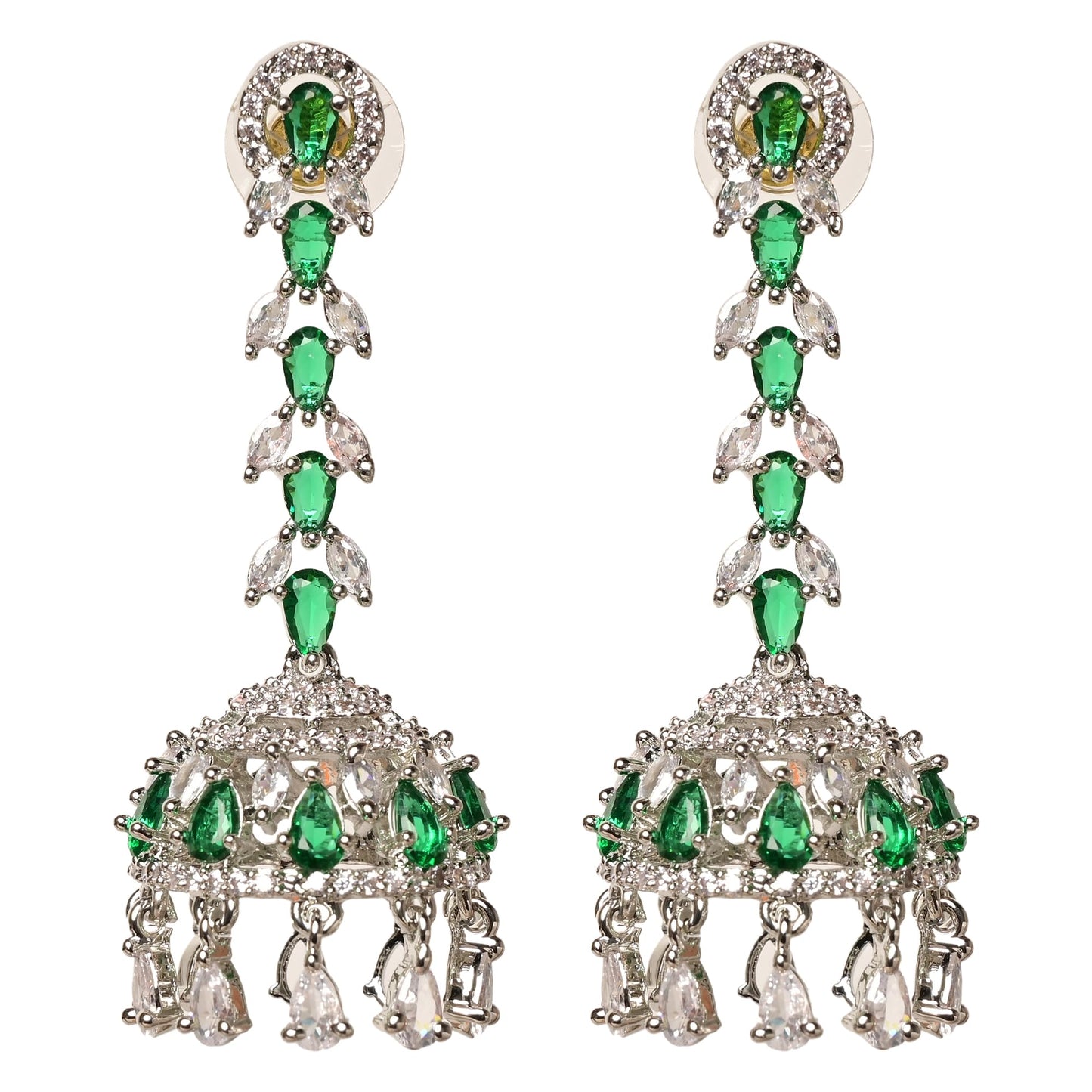 Green Diamond Jhumkis