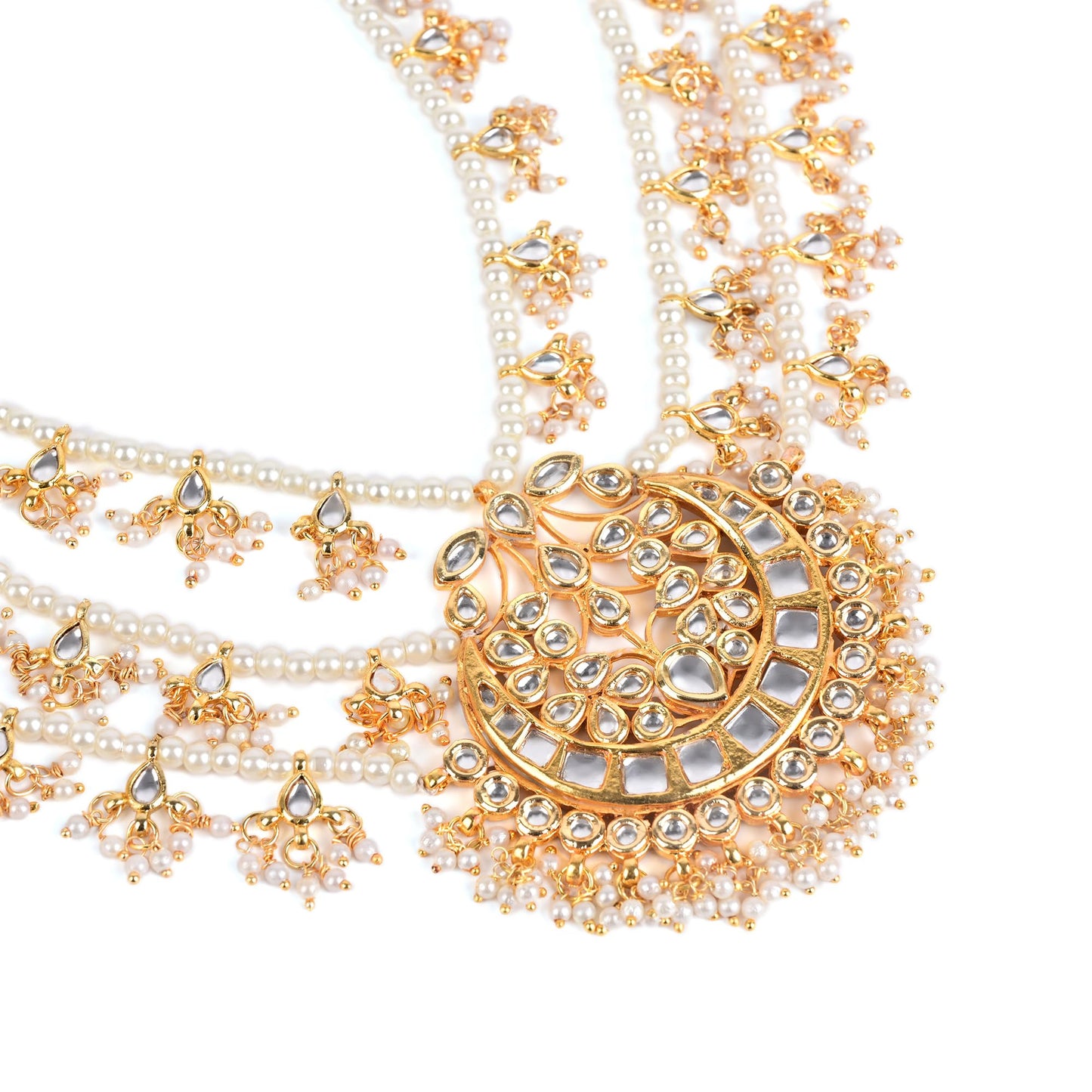 Multi-Strand Design Kundan Pearl Rani Haar Necklace