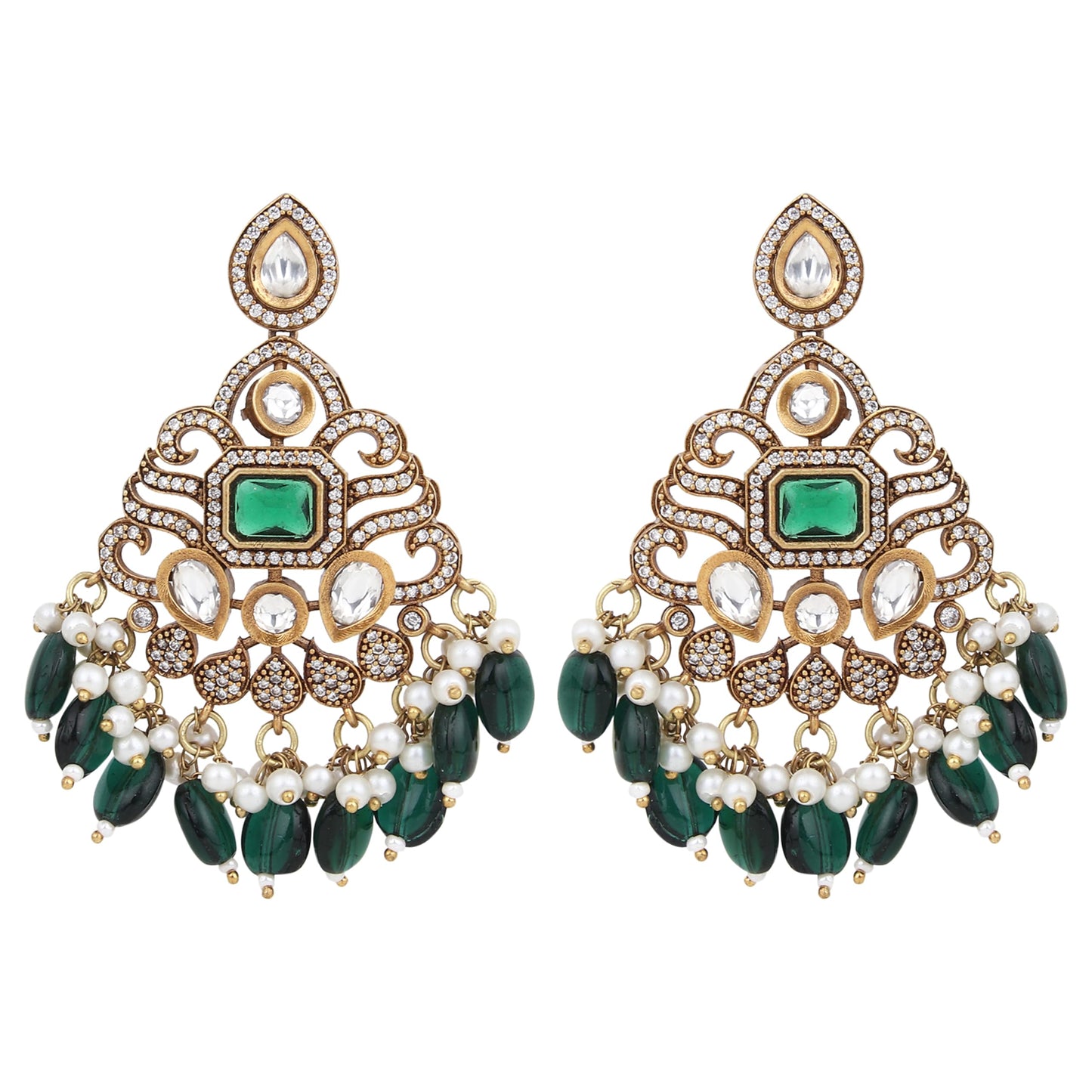 Two-Tone Moissanite Kundan Choker with White Pearls