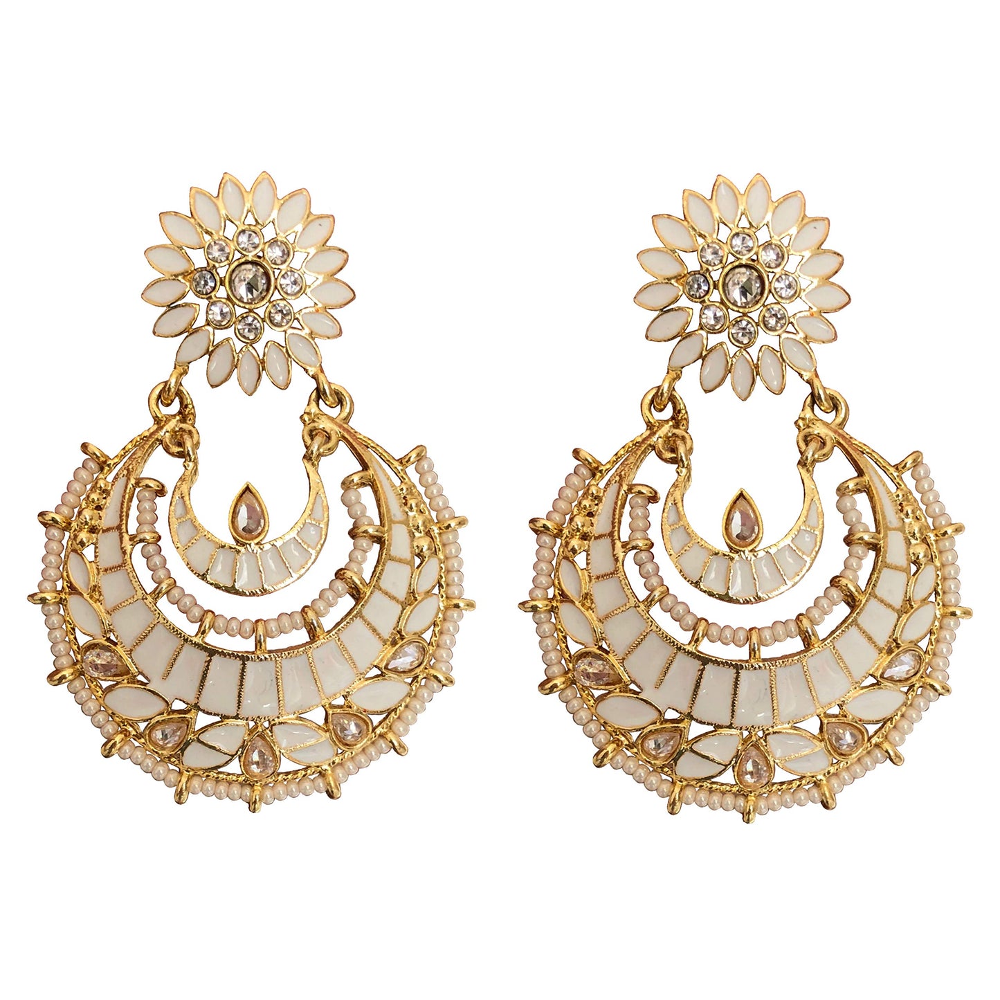 Jewellity White Handpainted Chandbali Designer Earrings ERG-168