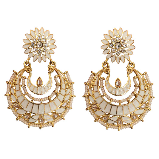 Jewellity White Handpainted Chandbali Designer Earrings ERG-168