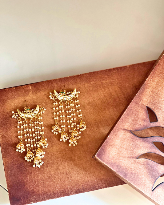 Chand Jhalar with Pearls Earrings